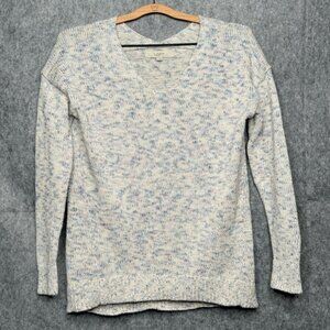 Loft Women's Multicolored V-Neck Pullover Cotton Blend Sweater- Sz S‎